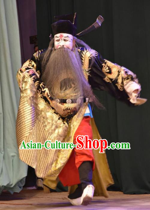 Huang Bi Gong Chinese Shanxi Opera Elderly Male Apparels Costumes and Headpieces Traditional Jin Opera Laosheng Garment Treacherous Official Clothing