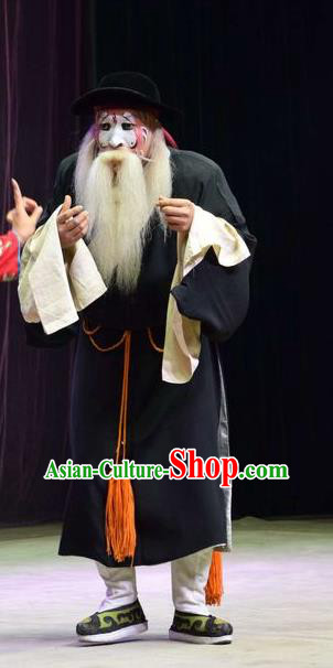 Xi Rong Gui Chinese Shanxi Opera Clown Apparels Costumes and Headpieces Traditional Jin Opera Old Man Garment Servant Cui Ping Clothing