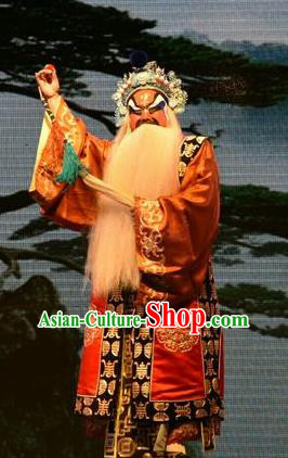 The Lotus Lantern Chinese Shanxi Opera Jing Apparels Costumes and Headpieces Traditional Jin Opera Elderly Male Garment Taoist Clothing
