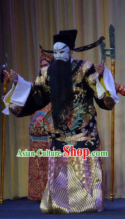 Mu Guiying Command Chinese Shanxi Opera Jing Role Apparels Costumes and Headpieces Traditional Jin Opera Elderly Male Garment Treacherous Official Wang Qiang Clothing