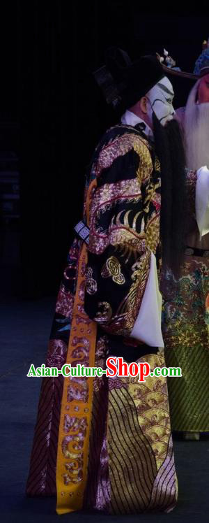 Mu Guiying Command Chinese Shanxi Opera Jing Role Apparels Costumes and Headpieces Traditional Jin Opera Elderly Male Garment Treacherous Official Wang Qiang Clothing