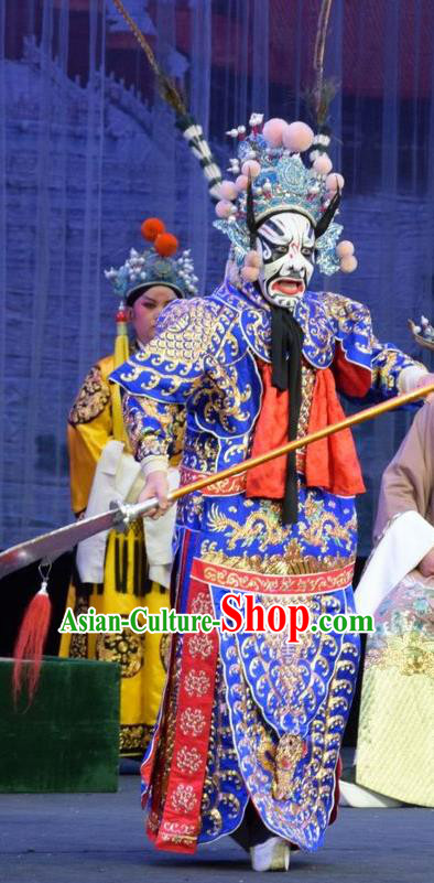 Mu Guiying Command Chinese Shanxi Opera General Wang Lun Kao Apparels Costumes and Headpieces Traditional Jin Opera Jing Role Garment Armor Clothing with Flags