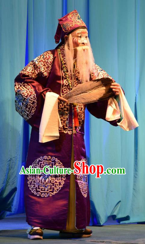 The Butterfly Chalice Chinese Shanxi Opera Ministry Councillor Apparels Costumes and Headpieces Traditional Jin Opera Elderly Male Garment Landlord Clothing