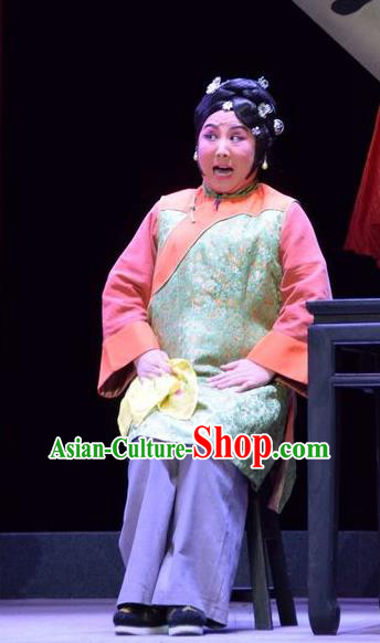 Chinese Jin Opera Elderly Female Garment Costumes and Headdress The Legend of Jin E Traditional Shanxi Opera Woman Matchmaker Apparels Female Servant Dress