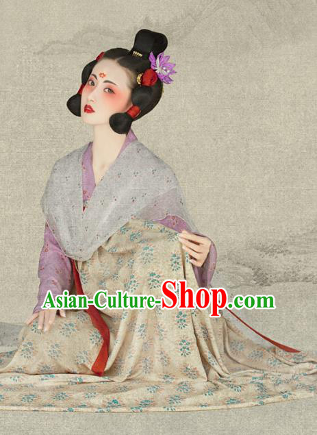 Chinese Ancient Drama Court Maid Dress Traditional Hanfu Apparels Tang Dynasty Palace Lady Historical Costumes and Headpieces for Women