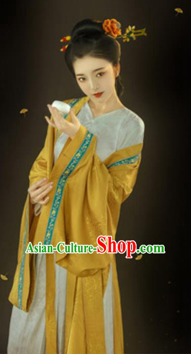 Chinese Ancient Young Female Dress Traditional Hanfu Apparels Song Dynasty Historical Drama Noble Mistress Replica Costumes and Headpieces for Women