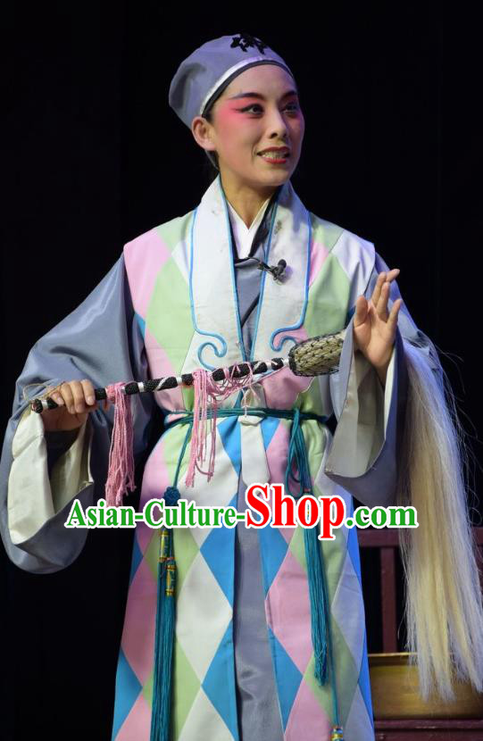 Chinese Jin Opera Taoist Nun Garment Costumes and Headdress Legend of Leper Traditional Shanxi Opera Young Female Apparels Actress Dress