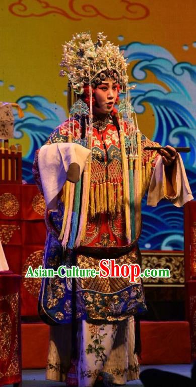 Chinese Jin Opera Hua Tan Garment Costumes and Headdress Ming Gong Duan Traditional Shanxi Opera Actress Apparels Royal Princess Dress