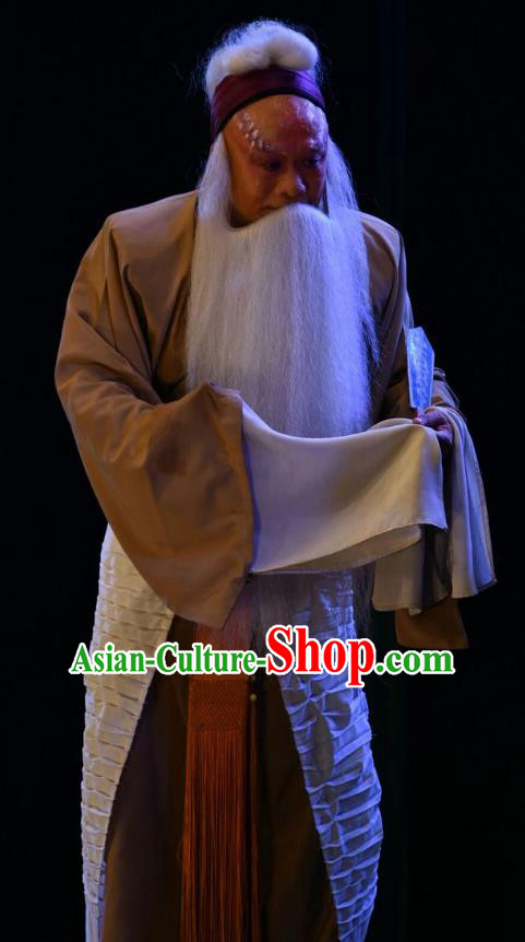 Wei Shui River Chinese Shanxi Opera Laosheng Apparels Costumes and Headpieces Traditional Jin Opera Elderly Male Garment Jiang Shang Clothing