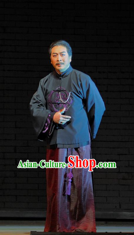 Red Lantern Chinese Shanxi Opera Landlord Apparels Costumes Traditional Jin Opera Elderly Male Garment Old Man Clothing