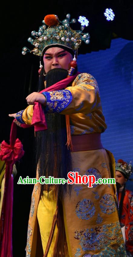 Wei Shui River Chinese Shanxi Opera Lord Apparels Costumes and Headpieces Traditional Jin Opera Monarch Garment King Ji Chang Clothing