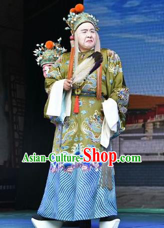 Tiao Kou Chinese Shanxi Opera Old Eunuch Apparels Costumes and Headpieces Traditional Jin Opera Elderly Male Garment Figurant Clothing
