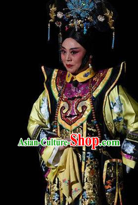 Chinese Shandong Opera Elderly Female Garment Costumes and Headdress You Bai Chuan Traditional Lu Opera Queen Mother Cixi Apparels Empress Dowager Dress