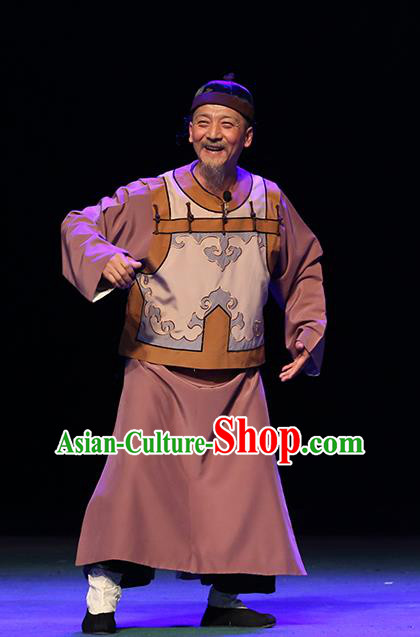You Bai Chuan Chinese Lu Opera Elderly Man Apparels Costumes and Headpieces Traditional Shandong Opera Laosheng Garment Qing Dynasty Adviser Clothing