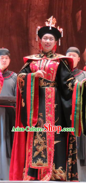 Chinese Henan Opera Imperial Consort Jia Yuanchun Garment Costumes and Headdress Huang Ye Hong Lou Traditional Qu Opera Hua Tan Apparels Court Woman Dress