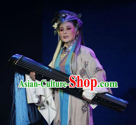 Chinese Shandong Opera Dame Garment Costumes and Headdress Chang Bai Han Ru Traditional Lu Opera Elderly Female Apparels Pantaloon Dress