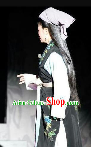 Chinese Shandong Opera Maidservant Garment Costumes and Headdress Chang Bai Han Ru Traditional Lu Opera Female Apparels Dame Dress
