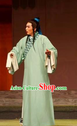 Chang Bai Han Ru Chinese Lu Opera Young Male Apparels Costumes and Headpieces Traditional Shandong Opera Xiaosheng Garment Scholar Zhu Yue Clothing