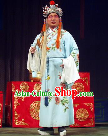Jiu Ling Jiu Zhu Chinese Qu Opera Old Eunuch Apparels Costumes and Headpieces Traditional Henan Opera Elderly Male Garment Palace Servant Clothing