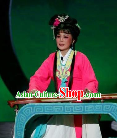 Chinese Shandong Opera Actress Garment Costumes and Headdress Chang Bai Han Ru Traditional Lu Opera Hua Tan Apparels Diva Jiang Hanqiu Dress