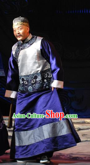 Under the Red Banner Chinese Qu Opera Qing Dynasty Childe Apparels Costumes and Headpieces Traditional Beijing Opera Dude Garment Clothing