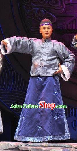 Under the Red Banner Chinese Qu Opera Xiaosheng Apparels Costumes and Headpieces Traditional Beijing Opera Childe Garment Qing Dynasty Young Male Clothing