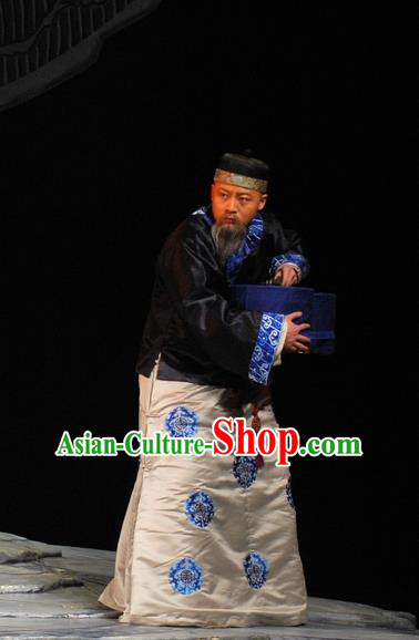 Under the Red Banner Chinese Qu Opera Elderly Male Apparels Costumes and Headpieces Traditional Beijing Opera Garment Qing Dynasty Landlord Clothing