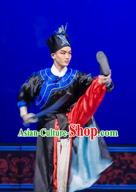 Xian Jie Bian Chinese Hubei Hanchu Opera Swordsman Apparels Costumes and Headpieces Traditional Han Opera Martial Male Garment Wusheng Clothing
