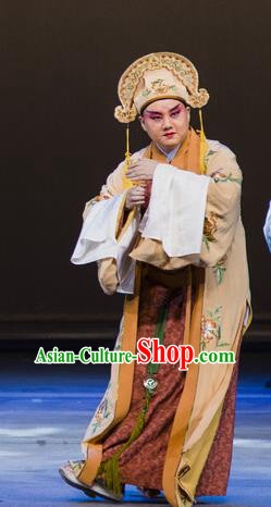 Jin Lian Chinese Hubei Hanchu Opera Young Male Apparels Costumes and Headpieces Traditional Han Opera Childe Garment Merchant Ximen Qing Clothing