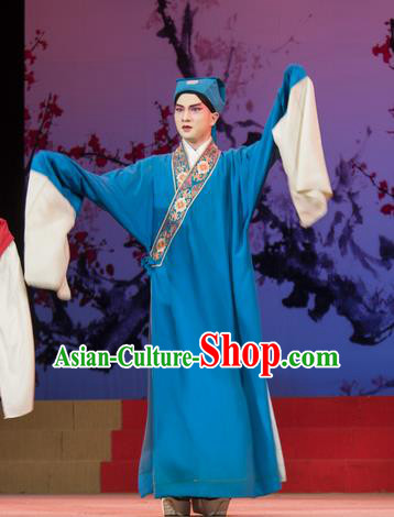 Cong Tai Bie Chinese Hubei Hanchu Opera Xiaosheng Apparels Costumes and Headpieces Traditional Han Opera Young Male Garment Mei Liangyu Clothing