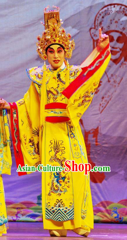 The Long Regret Chinese Guangdong Opera Xiaosheng Apparels Costumes and Headpieces Traditional Cantonese Opera Young Male Garment Emperor Li Longji Clothing
