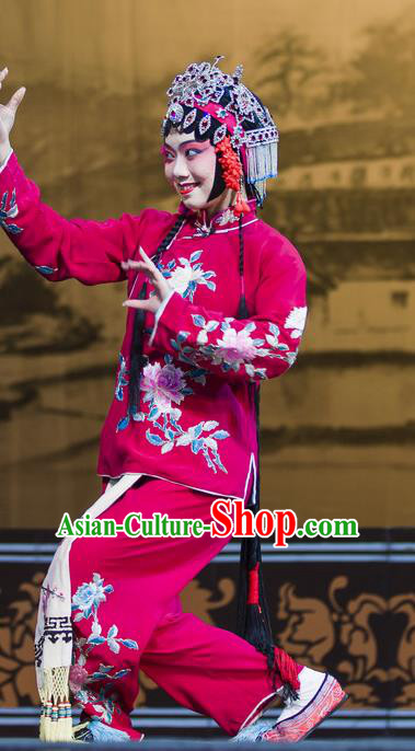 Chinese Han Opera Actress Yelu Hanyan Garment Gua Hua Costumes and Headdress Traditional Hubei Hanchu Opera Hua Tan Apparels Young Beauty Dress