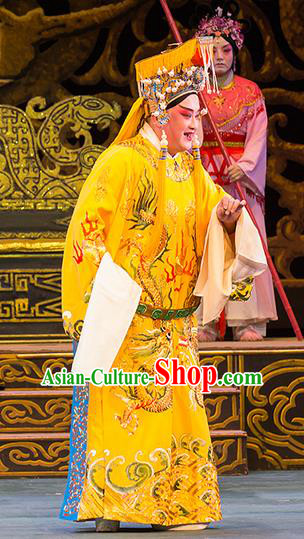 Yu Zhou Feng Chinese Hubei Hanchu Opera Qin Emperor Hu Hai Apparels Costumes and Headpieces Traditional Han Opera Monarch Garment Young Male Clothing
