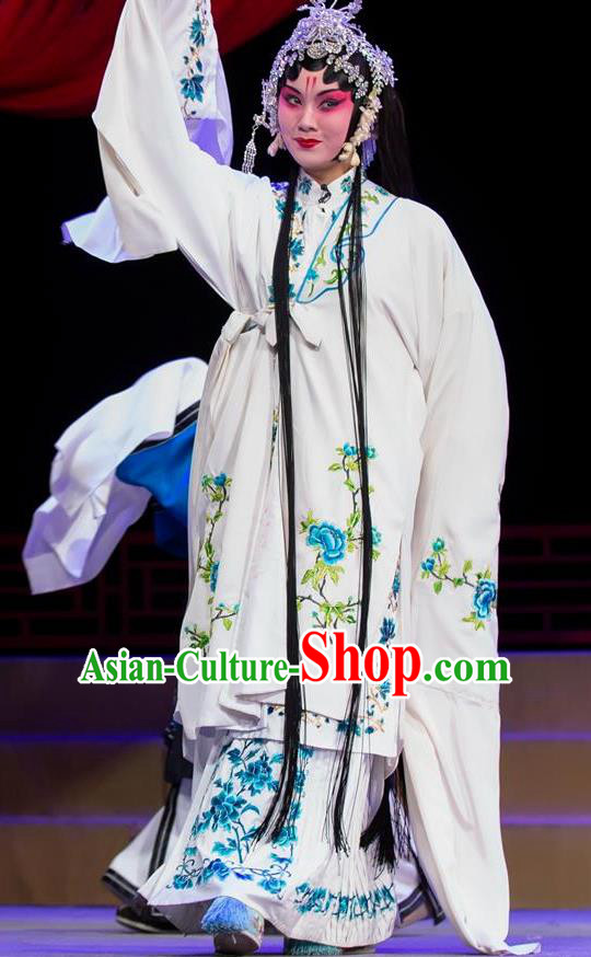 Chinese Han Opera Distress Maiden Garment Yu Zhou Feng Costumes and Headdress Traditional Hubei Hanchu Opera Diva Zhao Yanrong Apparels Young Female Dress