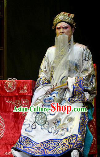 Baili Xi Ren Qi Chinese Hubei Hanchu Opera Laosheng Apparels Costumes and Headpieces Traditional Han Opera Elderly Male Garment Official Clothing