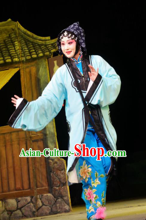 Chinese Han Opera Young Woman Garment Chun Niang Qu Costumes and Headdress Traditional Hubei Hanchu Opera Actress Apparels Diva Wang Chunniang Dress