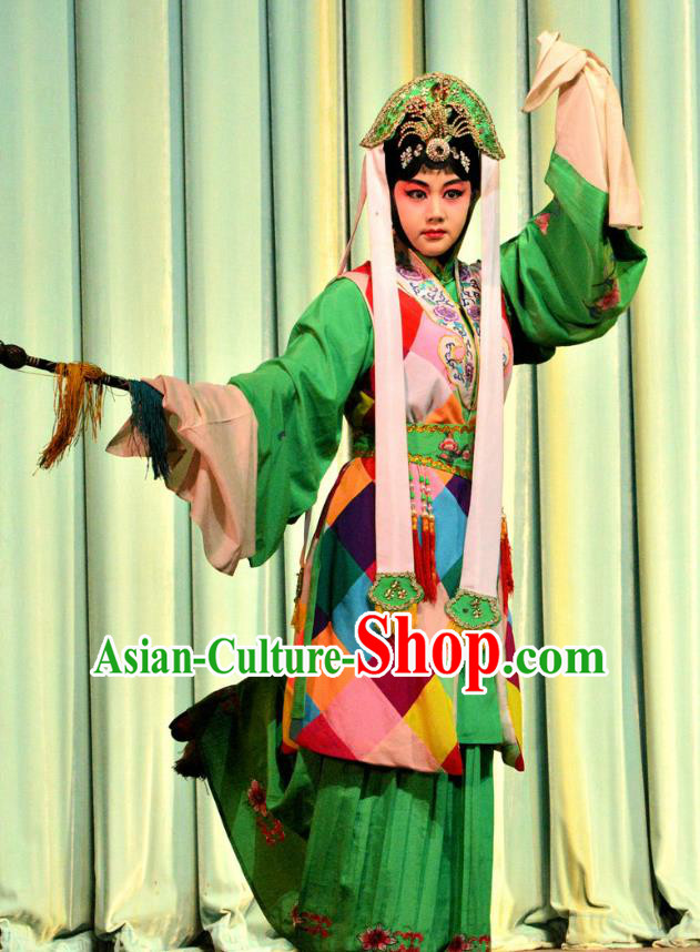 Chinese Han Opera Young Woman Garment Bi Zhi Fu Ke Costumes and Headdress Traditional Hubei Hanchu Opera Actress Apparels Taoist Nun Chen Miaochang Dress
