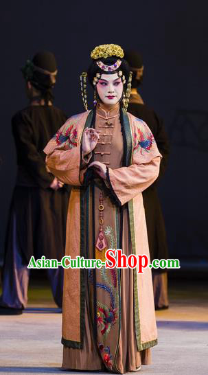 Chinese Han Opera Young Female Garment Jin Lian Costumes and Headdress Traditional Hubei Hanchu Opera Rich Consort Apparels Actress Pan Jinlian Dress