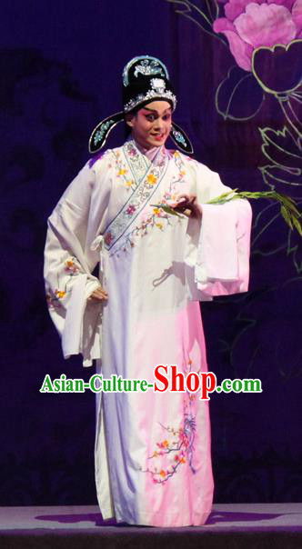 The Peony Pavilion Chinese Guangdong Opera Scholar Liu Mengmei Apparels Costumes and Headpieces Traditional Cantonese Opera Xiaosheng Garment Niche Clothing