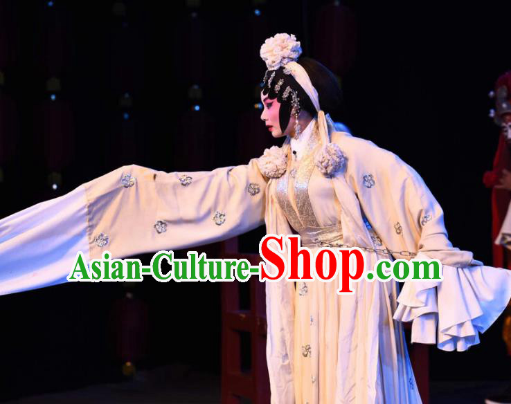 Chinese Cantonese Opera Distress Maiden Garment The Peony Pavilion Costumes and Headdress Traditional Guangdong Opera Young Female Apparels Diva Du Liniang Dress