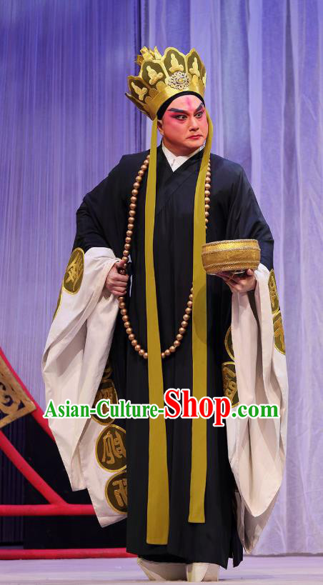 The Fairy Tale of White Snake Chinese Guangdong Opera Monk Fa Hai Apparels Costumes and Headpieces Traditional Cantonese Opera Master Garment Abbot Clothing