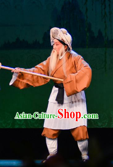 The Fairy Tale of White Snake Chinese Guangdong Opera Boatman Apparels Costumes and Headpieces Traditional Cantonese Opera Elderly Male Garment Laosheng Clothing