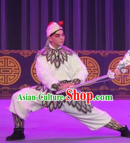 The Fairy Tale of White Snake Chinese Guangdong Opera Martial Male Apparels Costumes and Headpieces Traditional Cantonese Opera Swordsman Garment Wusheng Clothing