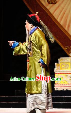 Prince Rui and Concubine Zhuang Snake Chinese Guangdong Opera Elderly Male Apparels Costumes and Headpieces Traditional Cantonese Opera Garment Qing Dynasty Official Clothing