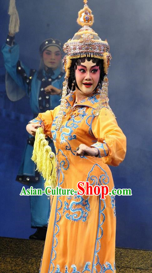 Chinese Cantonese Opera Young Female Garment Prince Rui and Concubine Zhuang Costumes and Headdress Traditional Guangdong Opera Apparels Princess Da Yuer Dress