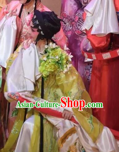 Chinese Cantonese Opera Actress Garment Hua Yue Ying Costumes and Headdress Traditional Guangdong Opera Hua Tan Du Caiwei Apparels Young Beauty Dress
