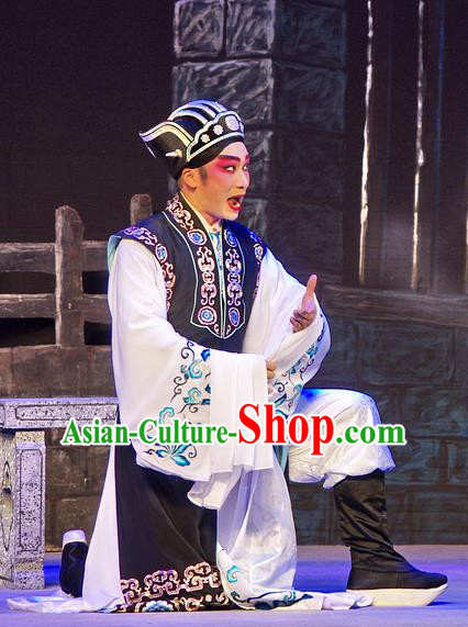 Chinese Guangdong Opera Xiaosheng Apparels Costumes and Headpieces Traditional Cantonese Opera Young Male Garment Official Fan Li Clothing