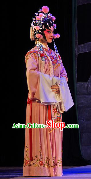 Chinese Cantonese Opera Palace Lady Garment Costumes and Headdress Traditional Guangdong Opera Xiaodan Apparels Court Maid Dress