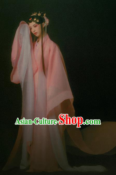 Chinese Traditional Beijing Opera Hanfu Dress Apparels Ancient Ming Dynasty Royal Princess Historical Costumes and Headpieces for Women