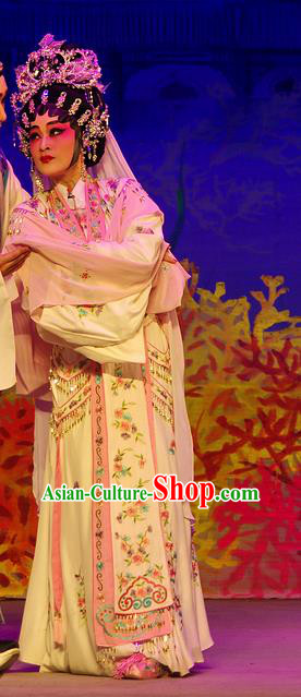 Chinese Cantonese Opera Queen Xi Shi Garment Costumes and Headdress Traditional Guangdong Opera Hua Tan Apparels Imperial Consort Dress